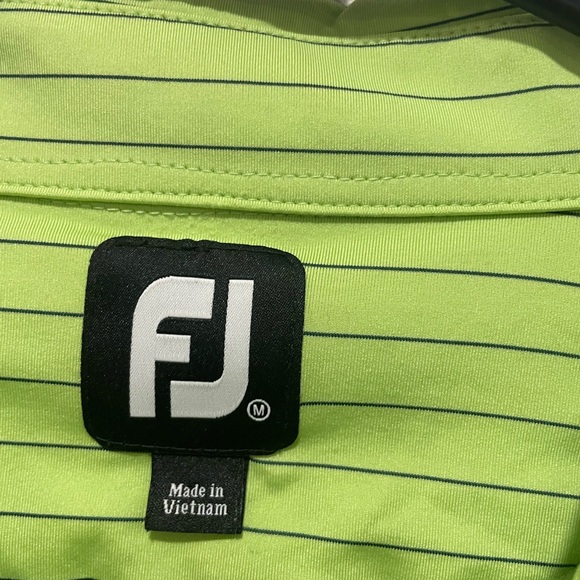 Footjoy Men's Golf Polo Green Stripe Size Medium - Picture 3 of 5